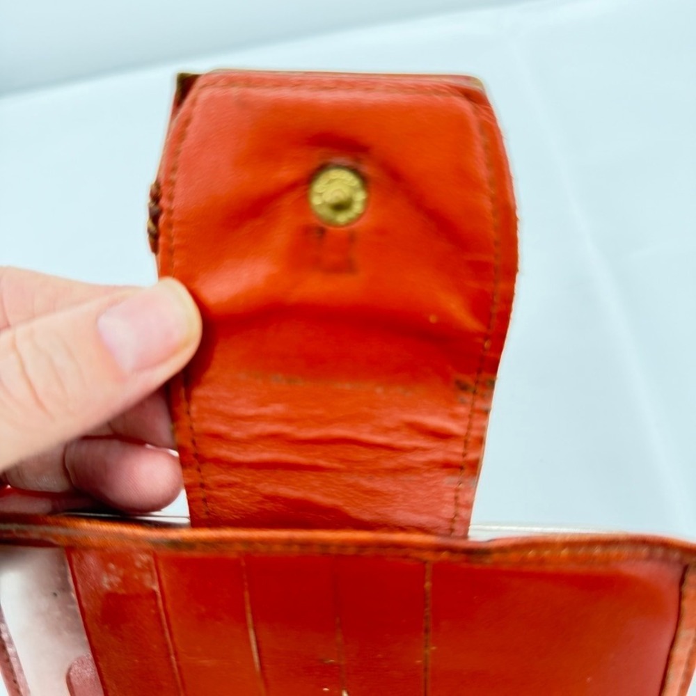 Rolfs Cowhide Wallet VTG Tooled Leather Kiss Lock Brown Retro‎ Photo Flap Womens - Picture 15 of 16